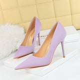 Zingj Korean Version Of Fashion Simple Pedicure Show Thin Ultra High Heel Shallow Pointed Heels Women's Single