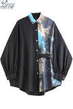 Long Sleeve Women's Blouse Shirt Patchwork Turn Down Collar 2023 Autumn Korean Fashion Clothing Casual Female