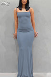 Summer Simple Satin Slip Maxi Dress Women Sleeveless Backless Slim Party Y2K Concise Camisole Dress Female