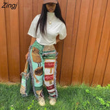 Women Colorful Joggers Pants High Waist Pencil Pants Tassel Streetpants Autumn Clothes For Women