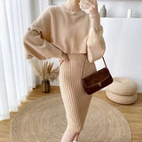Zingj Women's Sweater Two-Piece Skirt Autumn Dress 2024 New Autumn Women's Autumn And Winter Fashion Professional Suit Women Spring And Autumn-Outfit