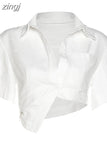 Irregular Shape Sexy Y2K T-Shirts Women 2023Summer Short Sleeve Deep V-Neck Hollow Tops Skinny Wild Tees