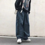 Women Blue Vintage Y2K Streetwear Baggy Cargo Jeans High Waisted Straight Wide Leg Pants Denim Trousers Fairy Grunge Alt