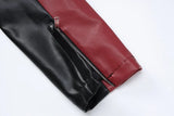 Contrast Pu Leather Cropped Moto JacketOutfit