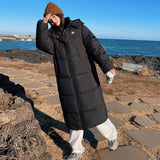 Down Cotton-Padded Jacket Women 2024 New Winter Long Money Thick Over The Knee Small Chinese Drama Art Test Cotton-Padded Clothes Cotton-Padded Jacket Women-Outfit