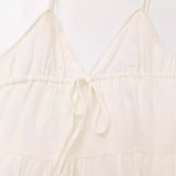 Spring Style Tiered Tie-Up Short Suspender Dress