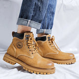 Zingj Men's Boots 2023 New Yellow Boobritish Vintage Outdoor Plush Martens