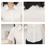 Woman Blouses 2023 V-neck Short Sleeve Solid Work Shirts Tops Pretty and Cheap Women's Blouse OL White Female