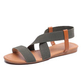 New Summer Sandals Women's Flat-Soled Fish Mouth Roman Style Loose And Tight Large-Size Simple