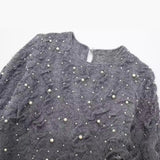 New Artificial Pearl Textured Pullover