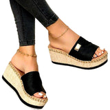 Zingj 2024 Summer Women's Fish Mouth Cloth Cover Fashion Sandals And Slippers Heeled Women's