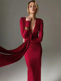 Pleated Tassel Long Sleeve Maxi Dress- Outfit