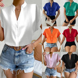 Zingj Wise Hot Style Summer Simple V Collar Women Shirt Shirt Women's