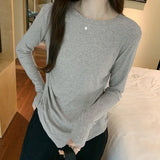 T-Shirt With Round Neck And Shoulder For Women In Autumn, The New Irregular Bottom Has A Niche Coat With A Sense Of