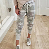 Hemp Blended Print Casual Drawstring Jogging