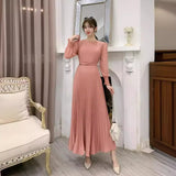Zingj Pressure-Sensitive Fold Waist To Show Thin Temperament Light Mature Style Women's Dress New French Dress In Spring Long Pleated