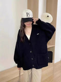 Zingj And Winter Design Sense Niche Languid Lazy Wind Cardigan Sweater Coat Female Retro Long-Sleeved Sweater Jacket