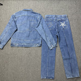 Devil Island Jeans Star Embroidered Jacket High Street Vintage