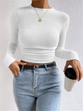 Spring And Summer Repair With Long-Sleeved Lattice Rounded Women's Folding