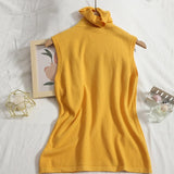 sweater vest autumn spring simple solid knitted turtleneck tank top women cozy