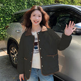 Simple Small Fragrant Wind Diamond Lapel Cotton Coat Female Layer Sense Short Small Loose Lapel Cotton Jacket With Cotton Coat-Outfit
