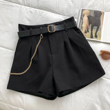 New Summer Women's Shorts Button Solid Color Pocket Casual High Waist Suit Shorts Casual Thin Women Clothing + Send