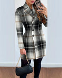 Zingj Hot Style Autumn And Winter Long Sleeve Double Breasted Suit Collar Print Small Coat Women's