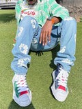 Loose And Comfortable Jeans Y2K Clothes Street Clothing Leisure Fashion Flower Printed Jeans