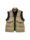 White Duck Velvet High-End Station Autumn And Winter New Down Vest Female Version Of Cowboy Stitching Fake Two Vest-Outfit
