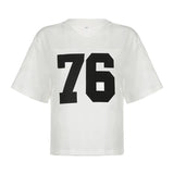 Zingj Style Digital Print Loose Round Collar Short Sleeve T Shirt Women's 2024 Summer INS New Top