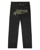 Jeans Badfriend Letter Printed Pants Hip-Hop Baggy Jeans Original Old-Fashioned Punk Street