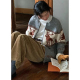 Reindeer Print Knitted Cardigan- Outfit