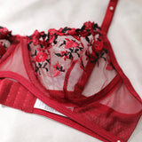 Mesh Floral Bra And Panty Lingerie Set- Outfit