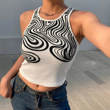 Sexy Corrugated Print Sleeveless TopOutfit