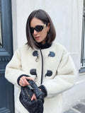 Faux Fur Plush Buckle Jacket-Outfit