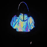 New Fish Scales Dazzle Color Reflective High-Waisted Short Jacket Female Feel Crop Coat Loose Jacket Tide-Outfit