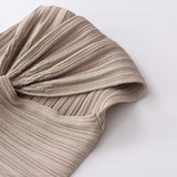 Spring Rib Knitted Asymmetrical Blouse