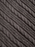 V-neck lace patchwork cable knit