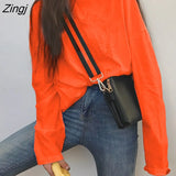 Sleeve T-shirts Women Spring Solid Long-style Loose Simple Ins All-match Casual Girls Tops Trendy Stylish Ulzzang Daily