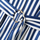 New Striped Blended Shirt Dress