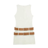 Spring Double Belt Decorated Tight Sleeveless Mini Dress