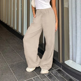 Zingj Wind Cotton Hemp Rope Straight Tube Casual Trousers Low Waist Simple Foundation Versatile Woven