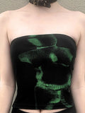 Punk Black Crop Tops Gothic Cyber Y2k Grunge Bodycon Women Strapless Backless Summer Sexy Basic Crop Tube