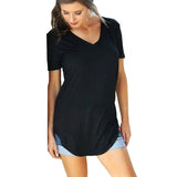 V-Neck Short-Sleeved T-Shirt Woman Loose Casual Tops for Women Black S-5Xl 9 Colors Tees Women's 2022