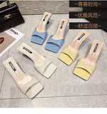 ZAR 2021 Summer New Yellow Fashion Square Toe High Heels Sexy Outer Wear Stiletto Muller Sandals And Slippers Women Luxury