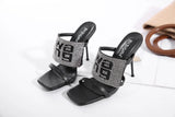 Sandals Women 2022 Luxury Brand Letter Fashion Summer Sexy Crystal Rhinestone High Heels Stiletto Wedding Shoes Woman