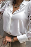 Sexy Lace Hollow Out Women Blouse 2023 Spring Black Vintage Button Up Shirts Top Long Sleeve Mesh Design Tops Femme