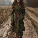 West Autumn And Winter Double Buckle Wind Coat Women's