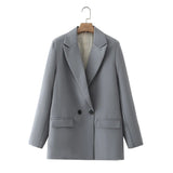 New Pure Color Double-Breasted Loose Casual Suit Jacket In