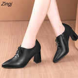 Up High Heels Woman Shoes 2023 Autumn Winter Metal Pointed Toe Dress Shoes Black Pumps Square Bare Boots Zip